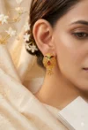 Gold-Plated Meenakari Floral Drop Earrings