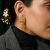 Gold-Plated Floral Drop Earrings