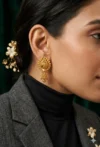 Gold-Plated Floral Drop Earrings