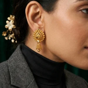 Gold-Plated Floral Drop Earrings
